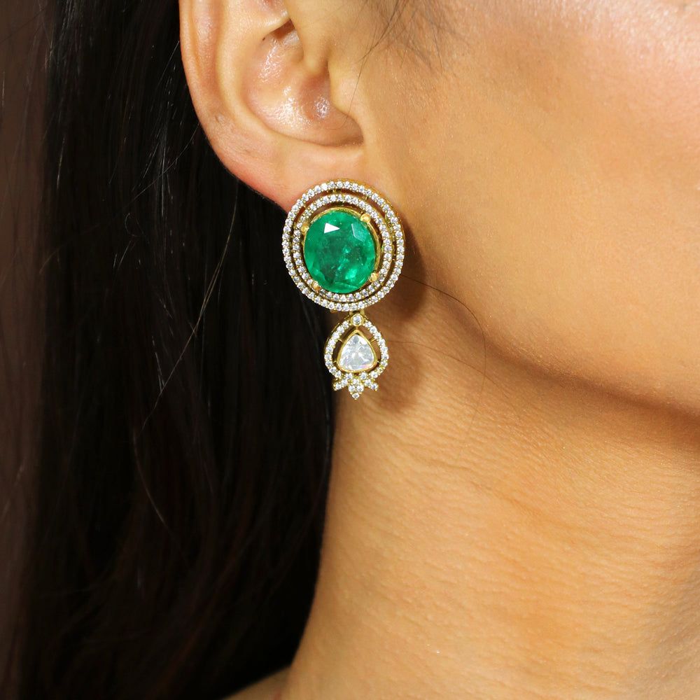 Green Doublet Moissanite Drop Stud image 0